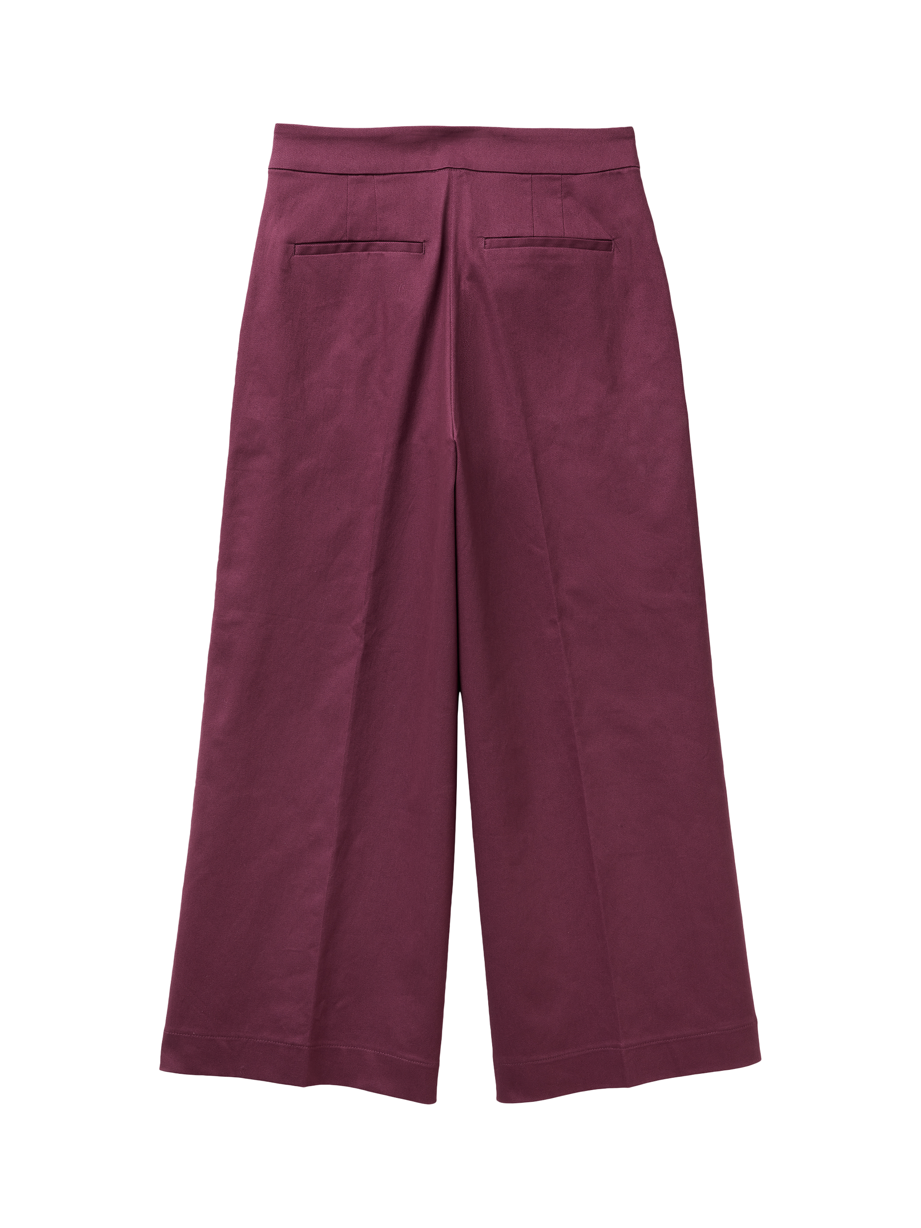 Product image 5 of 5, which shows Benetton Cropped Flared Cotton Blend Trousers, Violet, 6