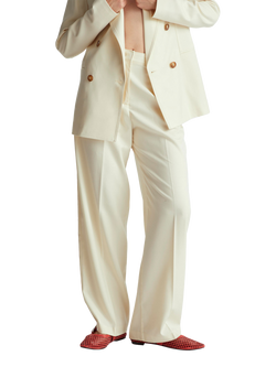 Benetton Cool Wool Blend Trousers, Beige, Beige