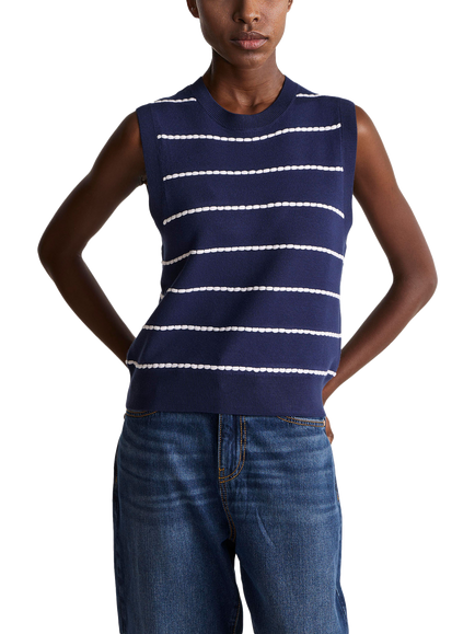 Benetton Crew Neck Regular Fit Vest, Blue, Blue