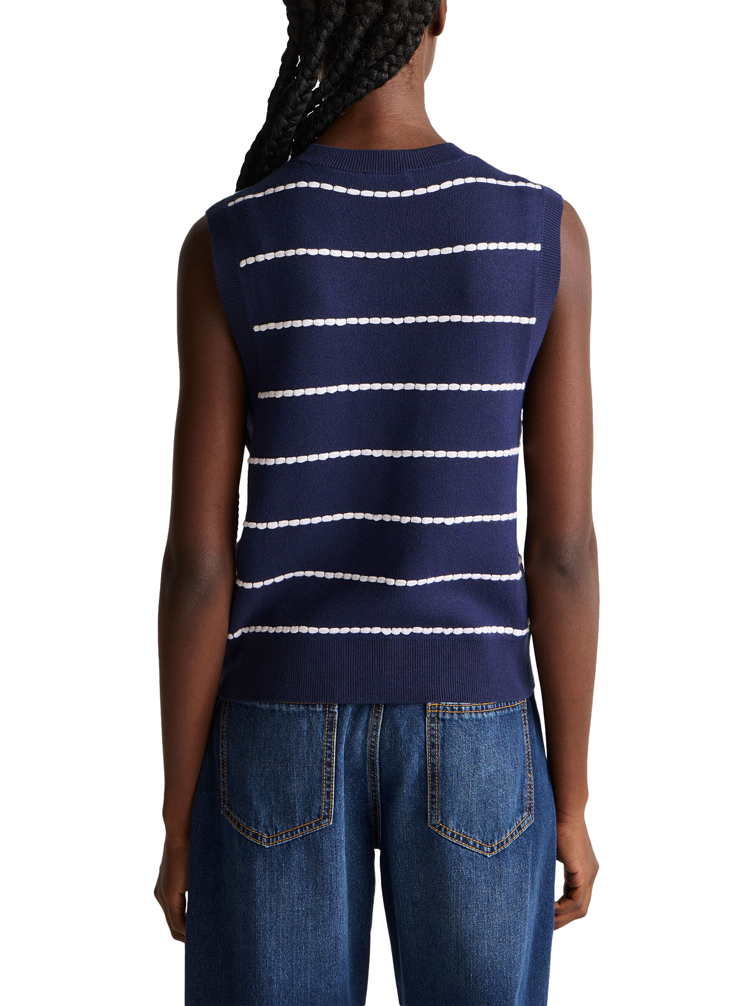 Product image 2 of 6, which shows Benetton Crew Neck Regular Fit Vest, Blue, S
