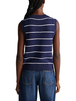 Benetton Crew Neck Regular Fit Vest, Blue - view 2, Blue