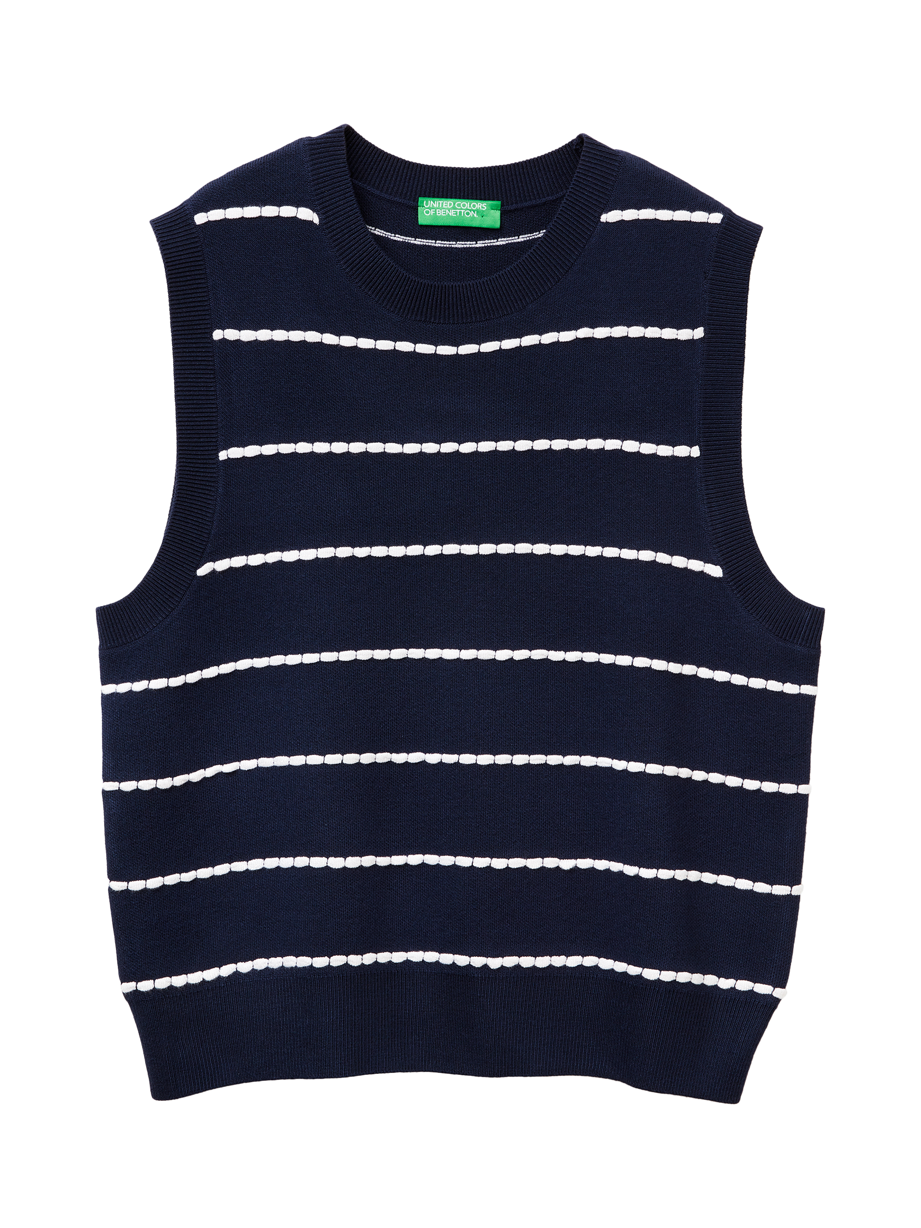 Product image 4 of 6, which shows Benetton Crew Neck Regular Fit Vest, Blue, S