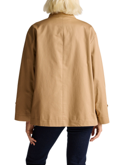 Benetton High Neck Cotton Twill Jacket, Beige - view 2, Beige
