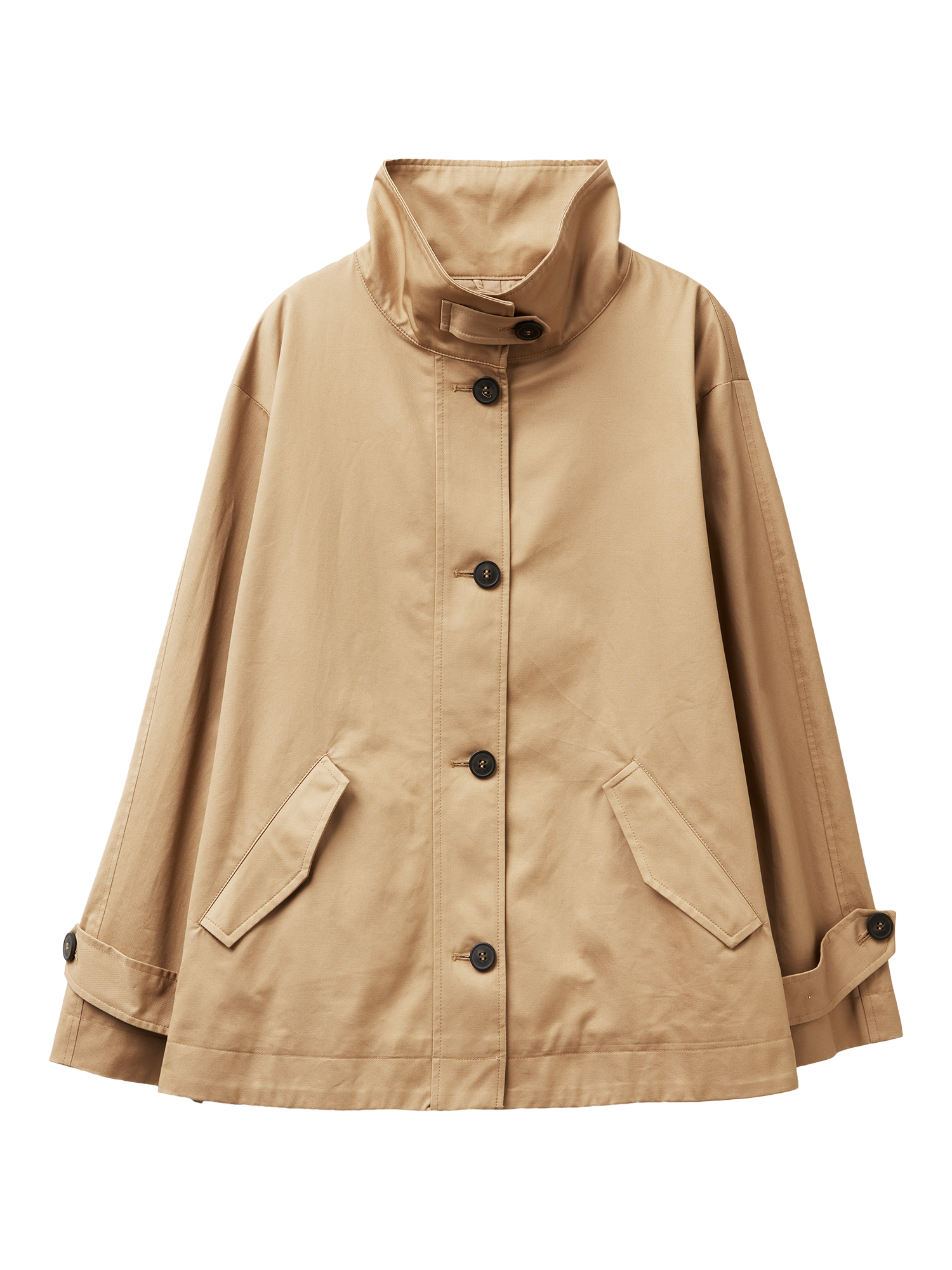 Product image 4 of 5, which shows Benetton High Neck Cotton Twill Jacket, Beige, S