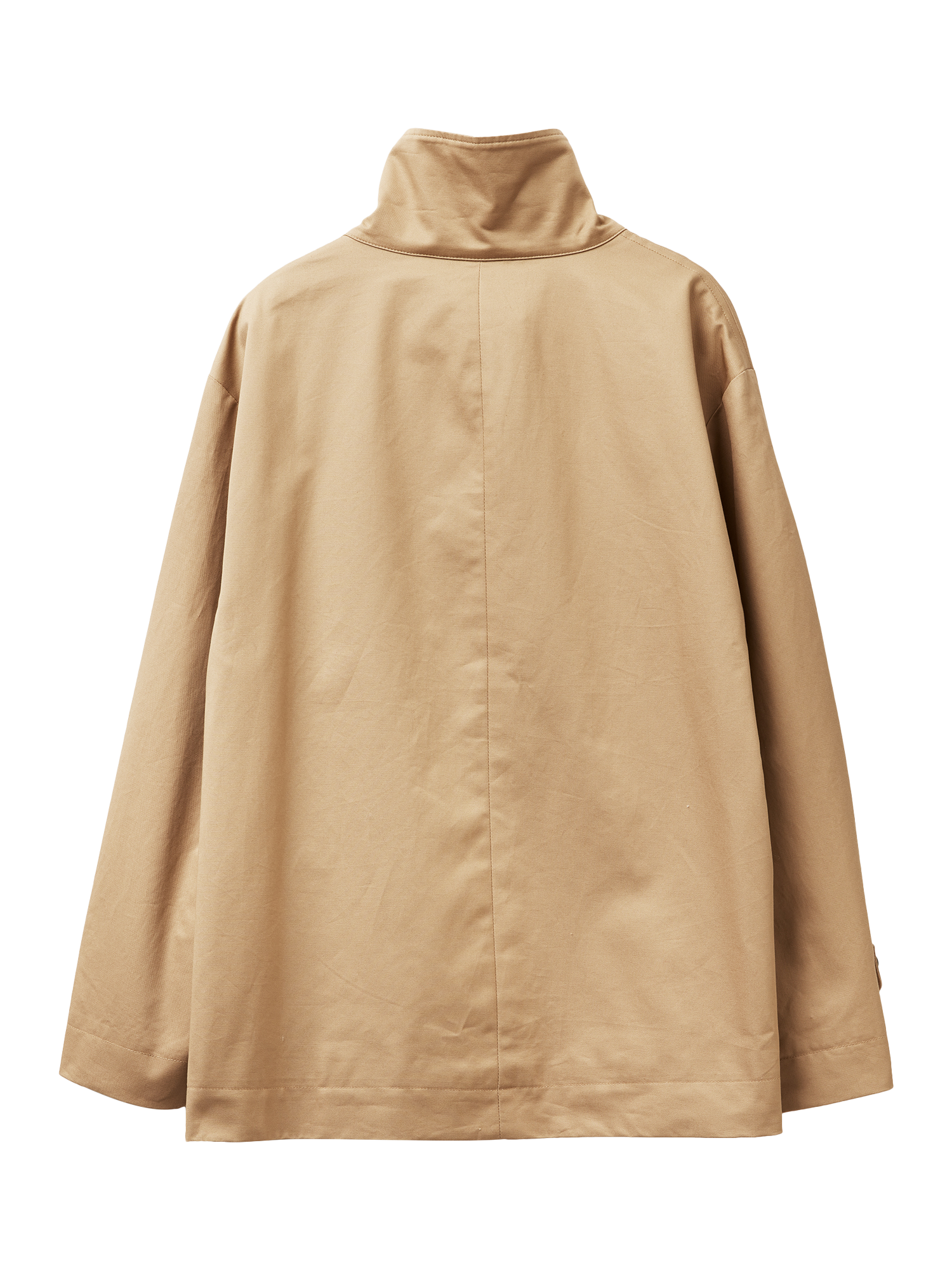 Product image 5 of 5, which shows Benetton High Neck Cotton Twill Jacket, Beige, S