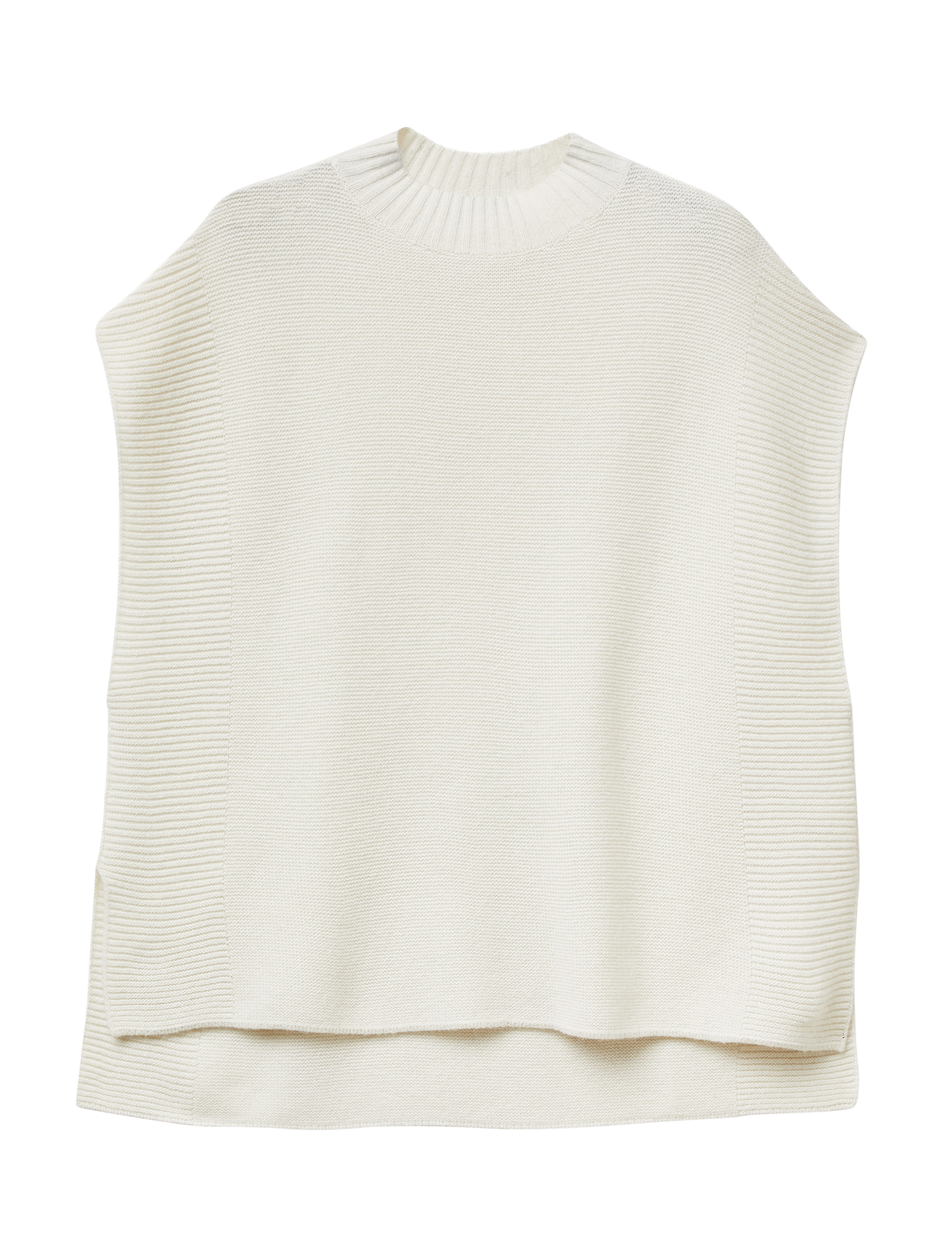 Product image 1 of 3, which shows Benetton Rib Knit Mock Turtleneck Wool Blend Vest, White, M