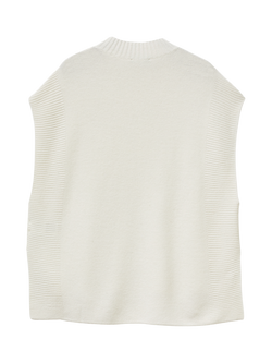 Benetton Rib Knit Mock Turtleneck Wool Blend Vest, White - view 2, White