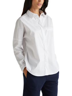 Benetton Loose Fit Cotton Blend Shirt, White, White