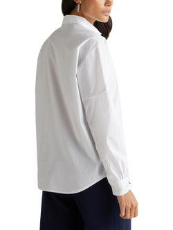 Benetton Loose Fit Cotton Blend Shirt, White - view 2, White