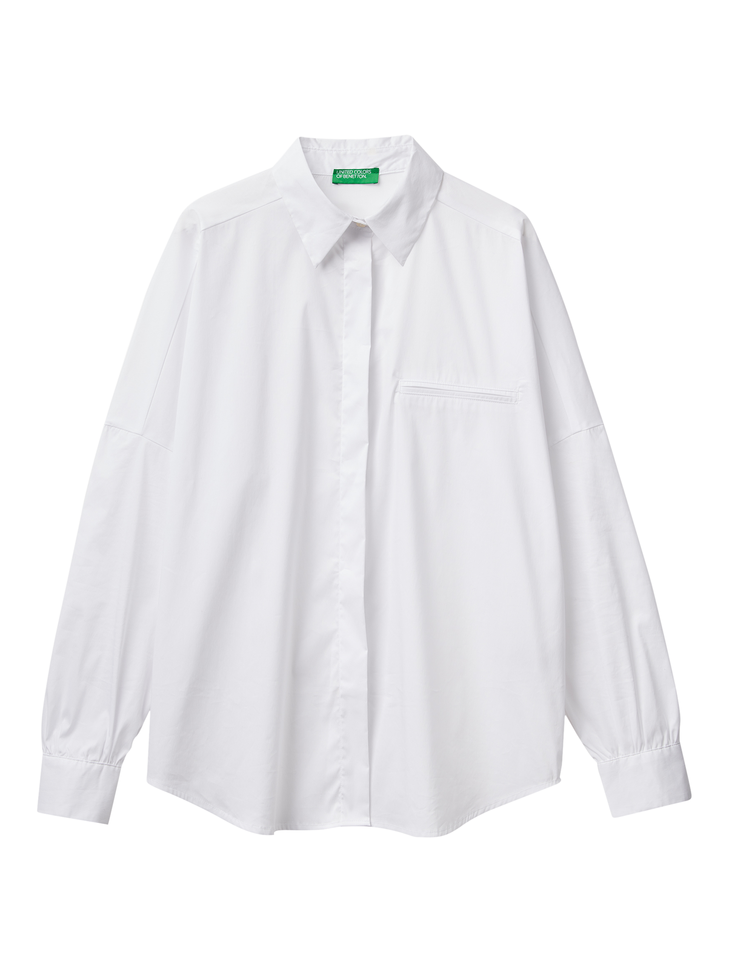 Product image 4 of 5, which shows Benetton Loose Fit Cotton Blend Shirt, White, XS