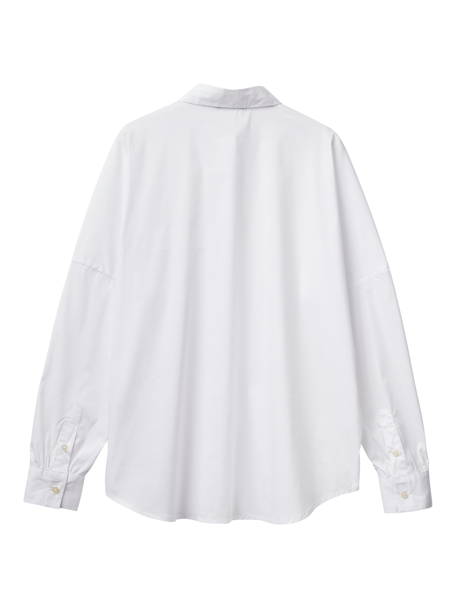 Product image 5 of 5, which shows Benetton Loose Fit Cotton Blend Shirt, White, XS