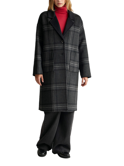 Benetton Double Faced Single Breasted Wool Blend Coat, Multi, Multi