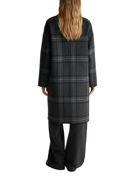 Benetton Double Faced Single Breasted Wool Blend Coat, Multi - view 2, Multi