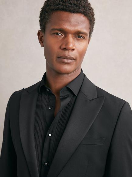 Reiss Marcel Cotton Long Sleeve Collar Shirt, Black