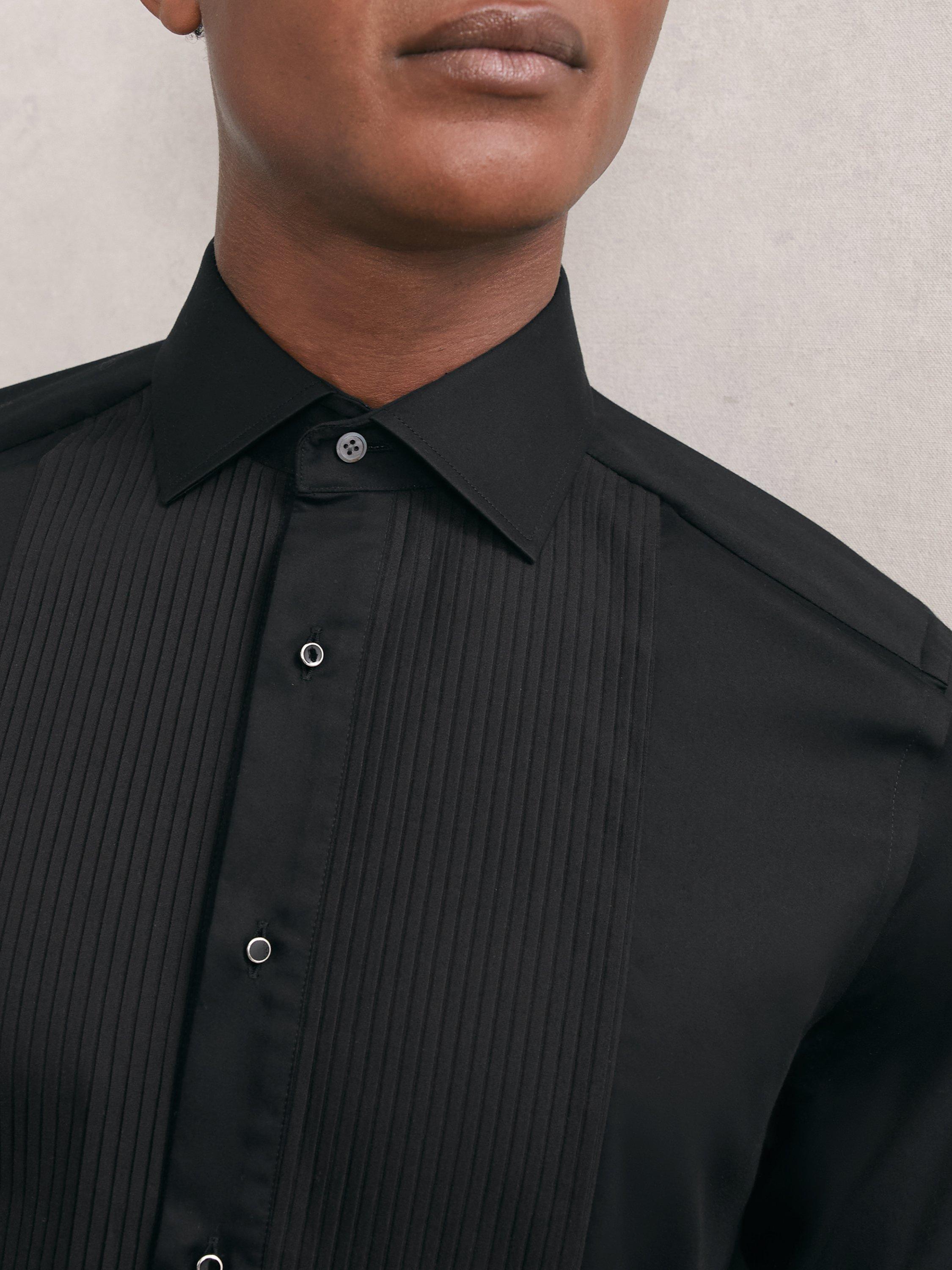 Product image 4 of 5, which shows Reiss Marcel Cotton Long Sleeve Collar Shirt, Black, XS