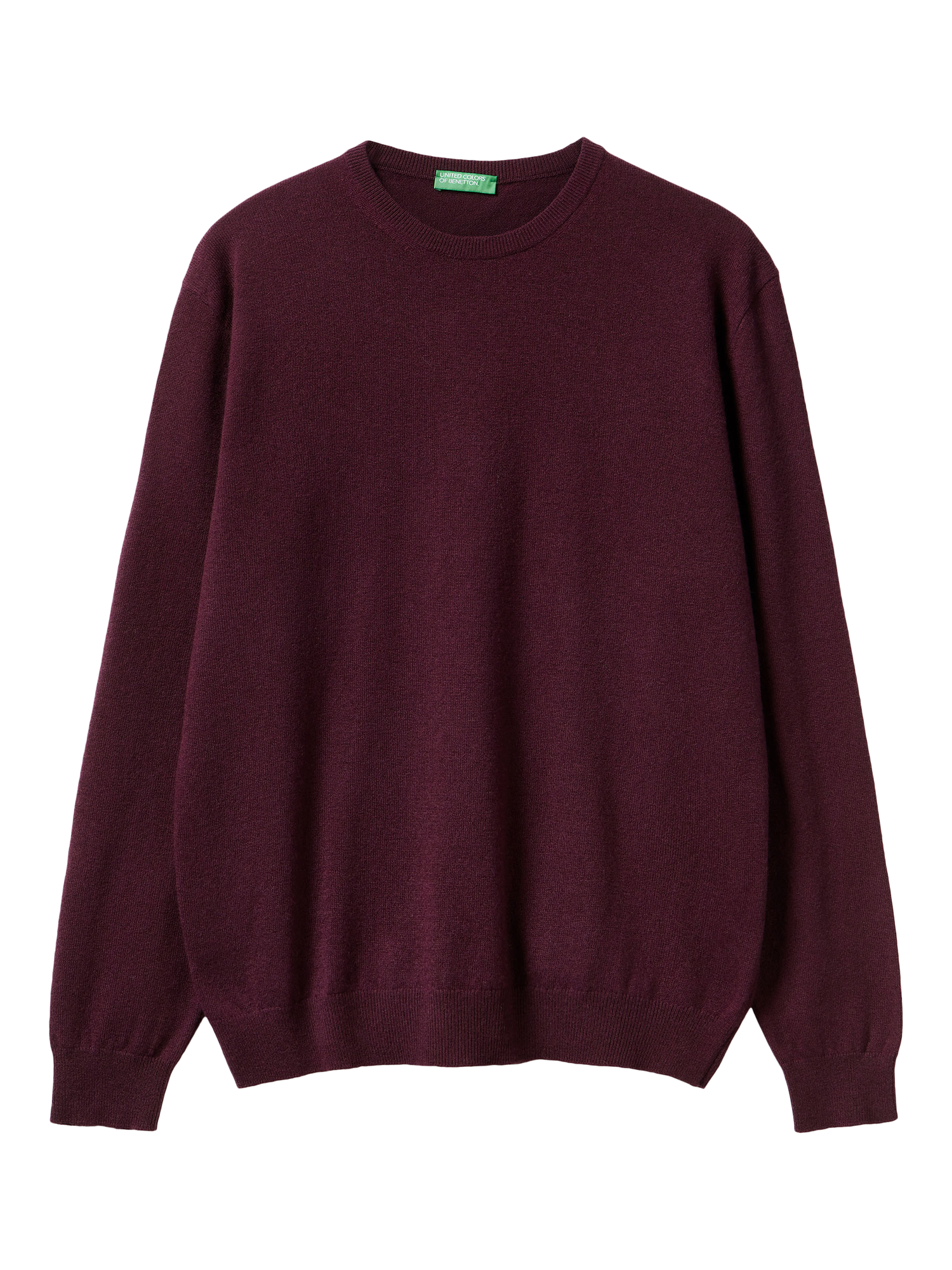 Product image 1 of 3, which shows Benetton Fine Knit Merino Wool Crew Neck Jumper, Red, S