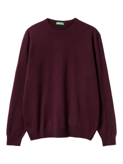 Benetton Fine Knit Merino Wool Crew Neck Jumper, Red