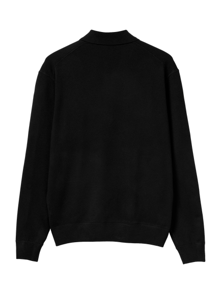 Benetton Long Sleeve Polo Shirt - view 2, Black