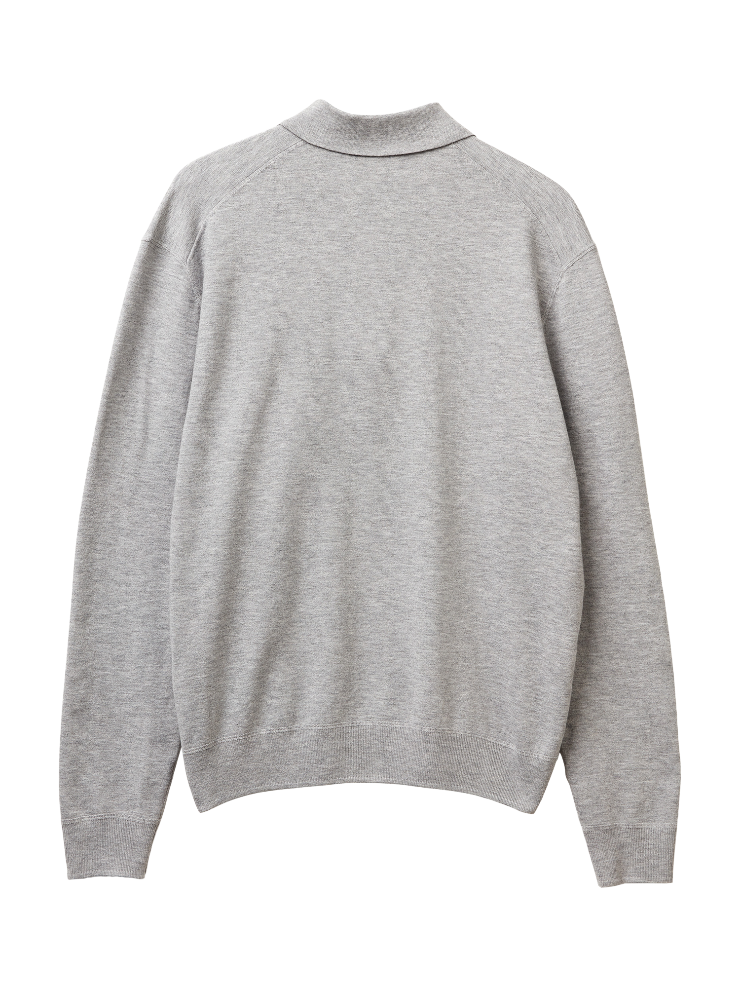 Product image 2 of 3, which shows Benetton Zip-Neck Knitted Polo Top, Grey, S