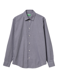 Benetton Cotton Regular Fit Check Shirt, Blue, Blue