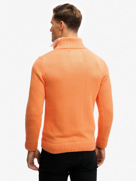 Superdry Organic Cotton Half Zip Knit Jumper - view 2, Washed Tangerine