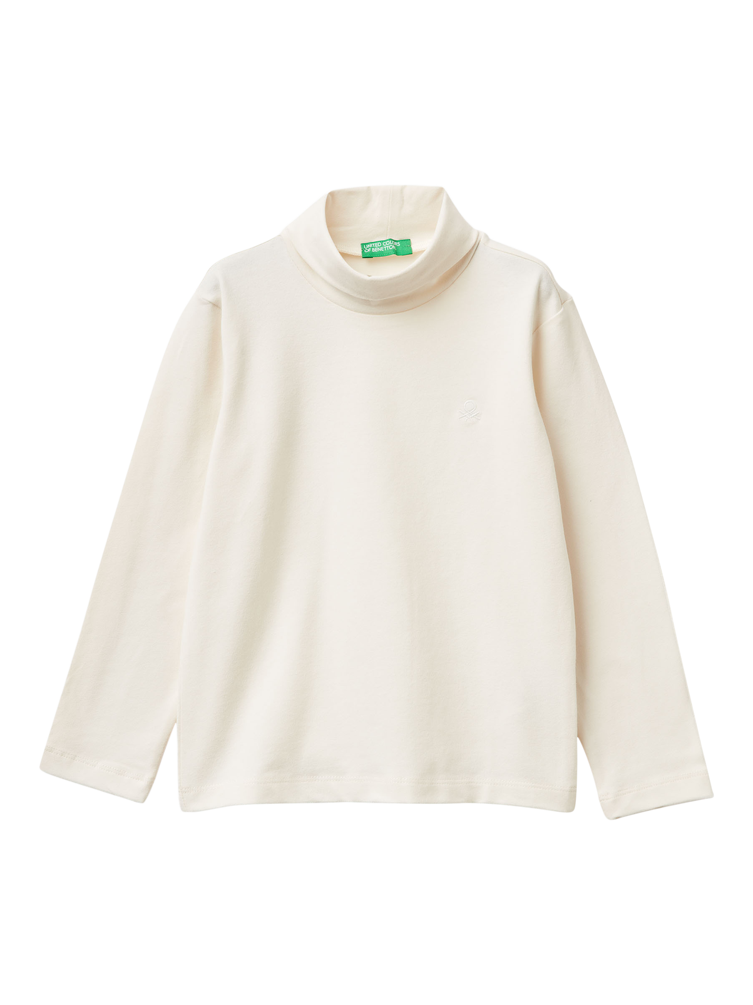 Product image 1 of 3, which shows Benetton Kids' Turtleneck Top, White, 18-24 months