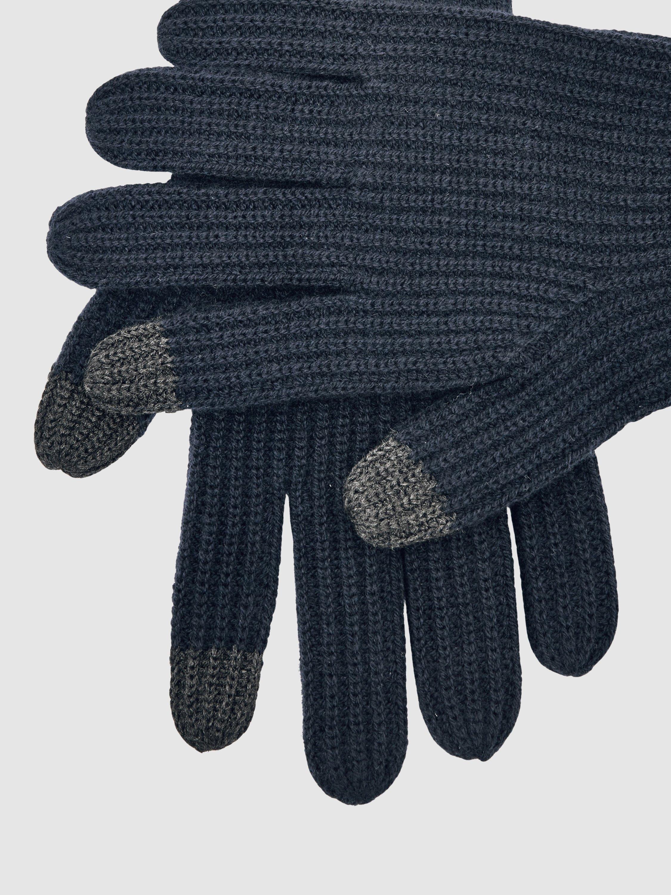 Product image 2 of 2, which shows Reiss Lawson Wool Gloves, Navy, One Size