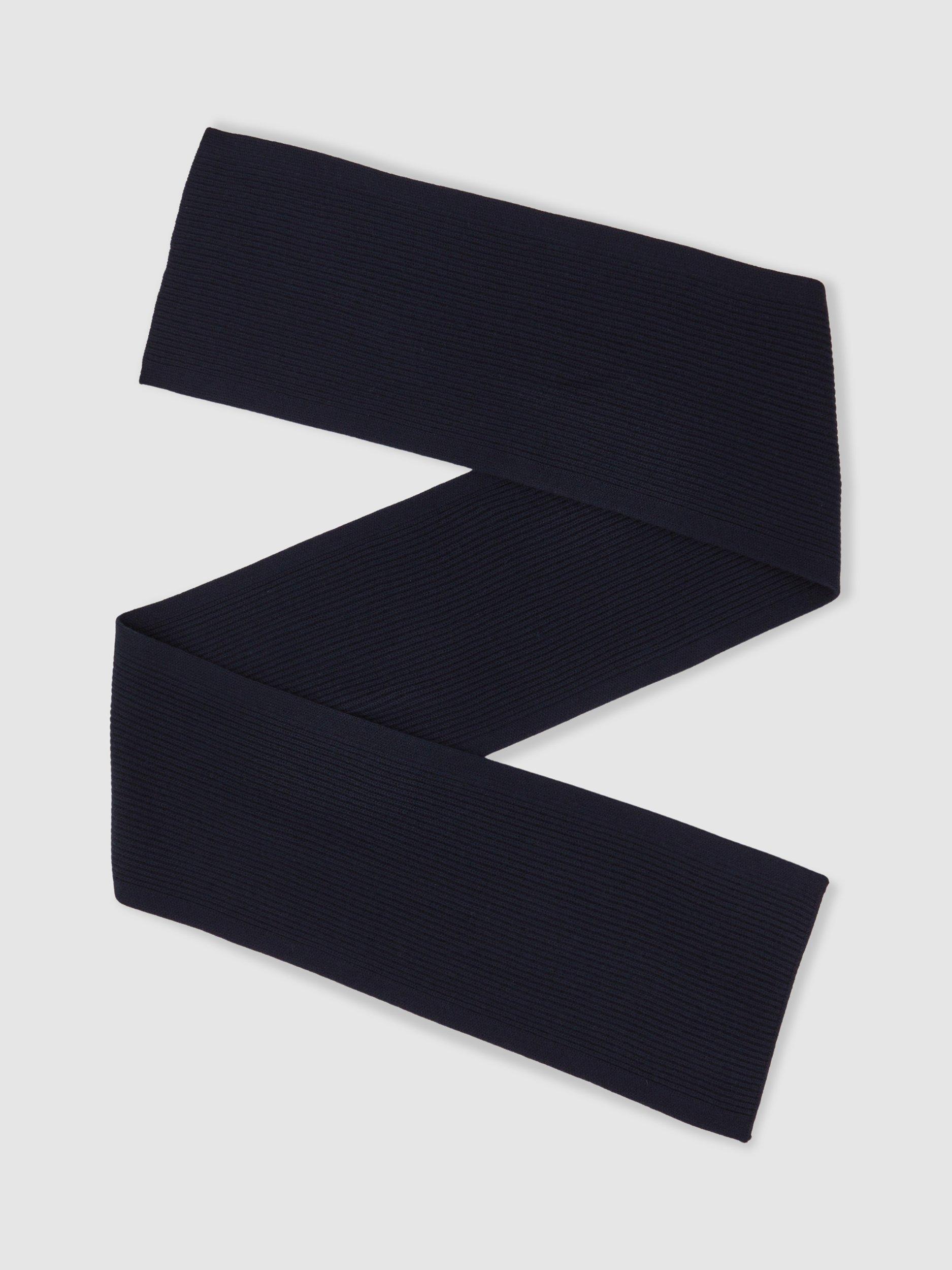 Product image 1 of 5, which shows Reiss Wool Rectangular Scarf, Navy, One Size
