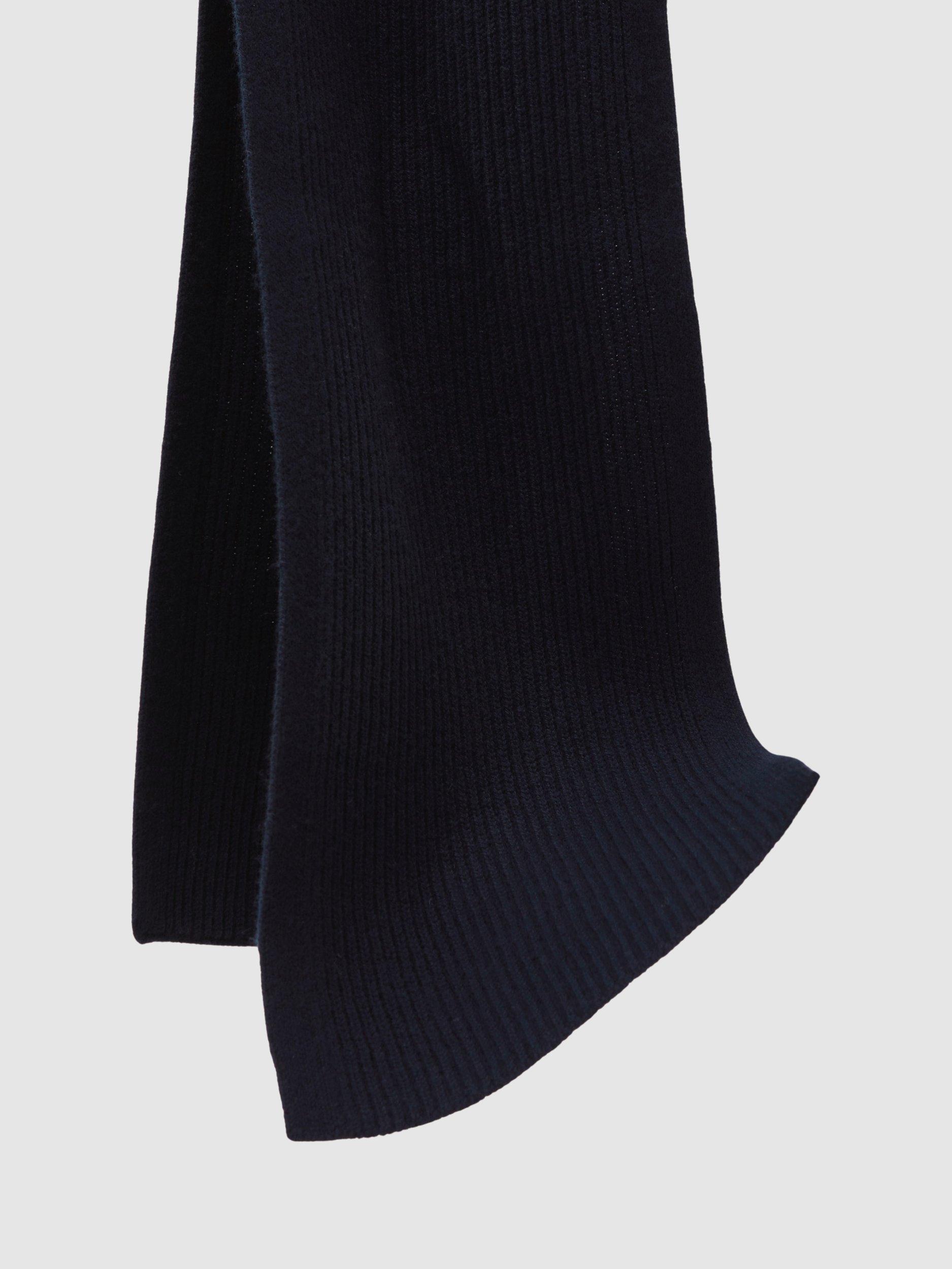 Product image 2 of 5, which shows Reiss Wool Rectangular Scarf, Navy, One Size
