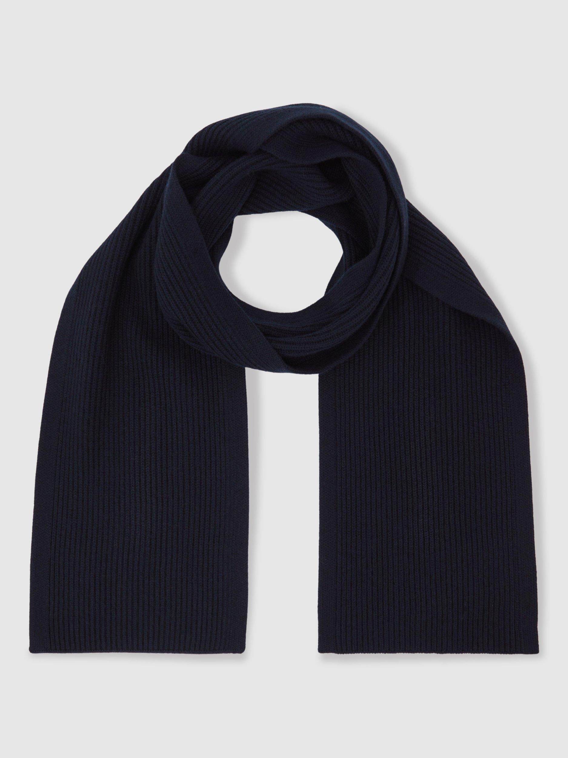 Product image 4 of 5, which shows Reiss Wool Rectangular Scarf, Navy, One Size