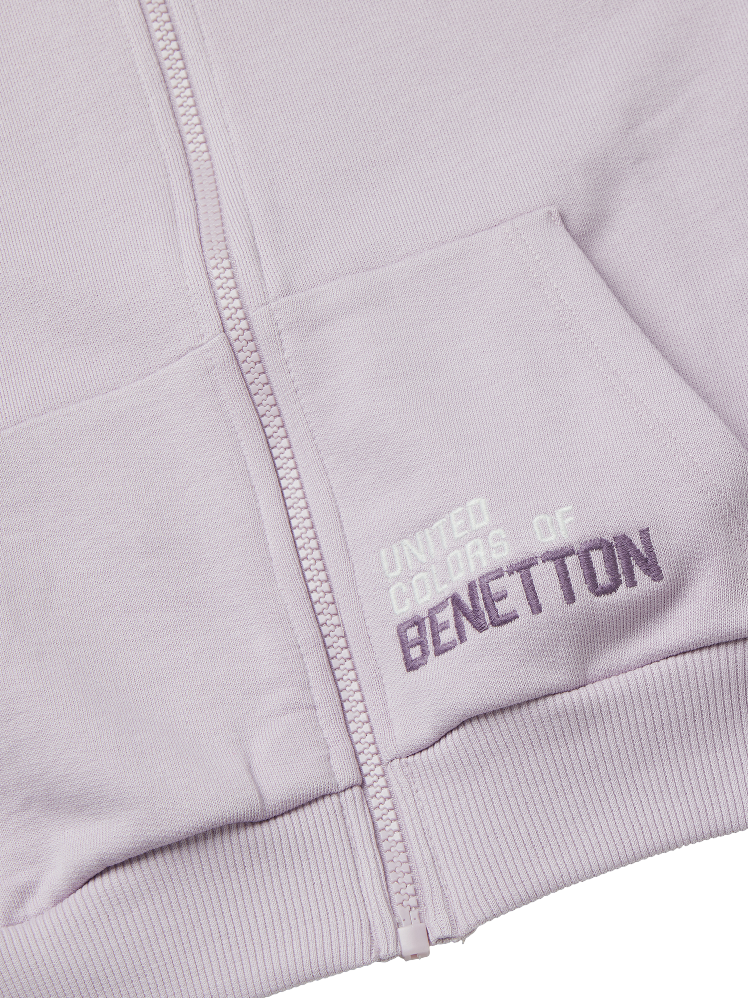 Product image 3 of 3, which shows Benetton Kids' Cotton Logo  Zip-Up Sweatshirt, Violet, 6-7 years