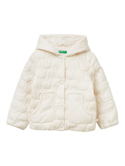 Benetton Kids' Light Quilted Hooded Jacket, White, White