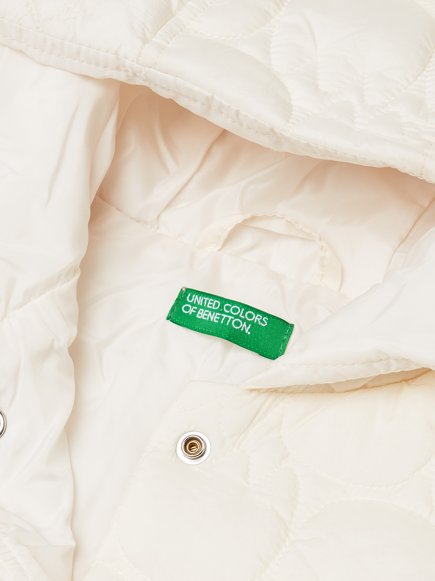 Product image 3 of 3, which shows Benetton Kids' Light Quilted Hooded Jacket, White, 3-4 years