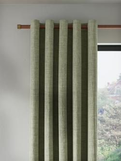 John Lewis Textured Weave Pair Blackout Lined Eyelet Curtains, Dark Pistachio