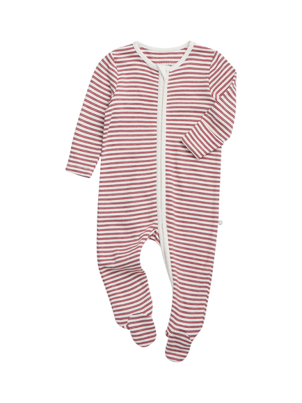 MORE Baby Clever Zip Sleepsuit, Red Stripe, Red Stripe