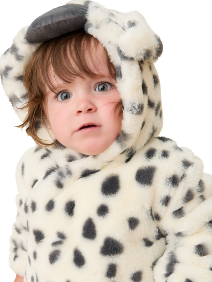 MORI Baby Dalmatian Faux Fur Pramsuit - view 2, White & Black