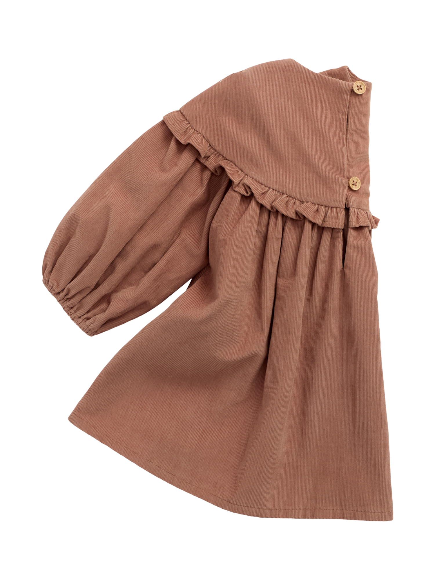 Product image 4 of 4, which shows MORI KIds' Cord Dress, Mocha Mousse, 2-3 years