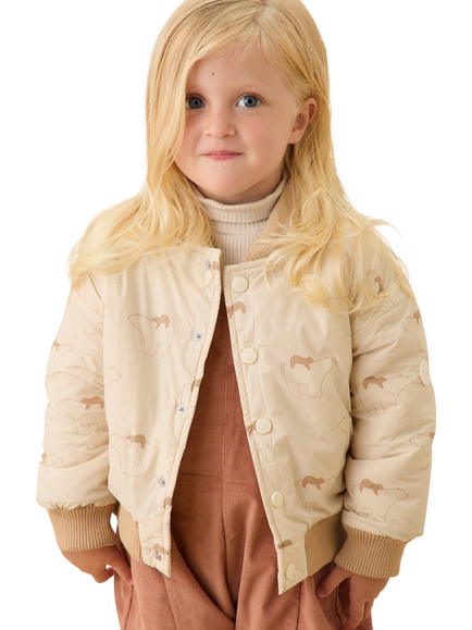 MORI Kids' Polar Bear Bomber Jacket, Sesame - view 2, Sesame
