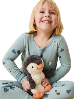 MORI Kids' Bamboo and Cotton Long Sleeved Ski Print Pyjamas, Blue - view 2, Blue