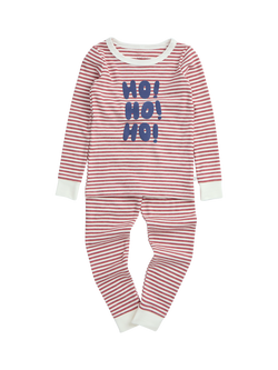 MORI Kids' Bamboo and Cotton Long Sleeved Christmas Pyjamas, Red/Multi, Red/Multi