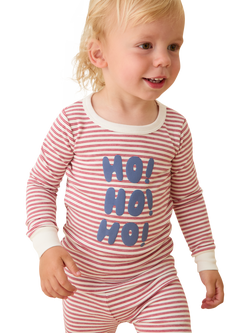 MORI Kids' Bamboo and Cotton Long Sleeved Christmas Pyjamas, Red/Multi - view 2, Red/Multi