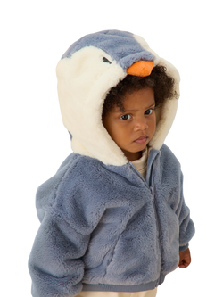 MORI Baby Penguin Fur Jacket, Blue - view 2, Blue