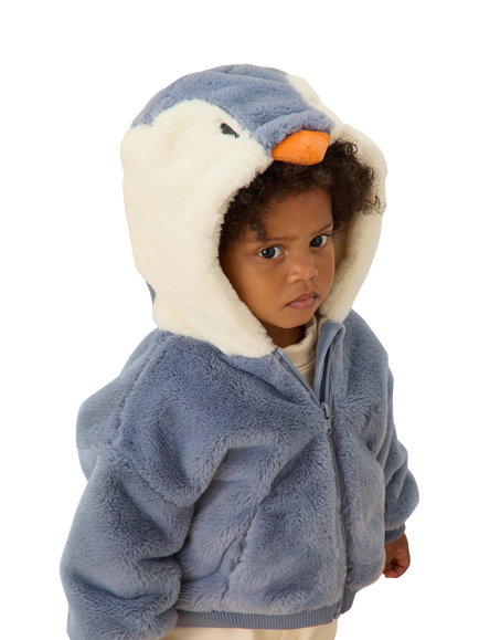 MORI Baby Penguin Fur Jacket, Blue - view 2, Blue