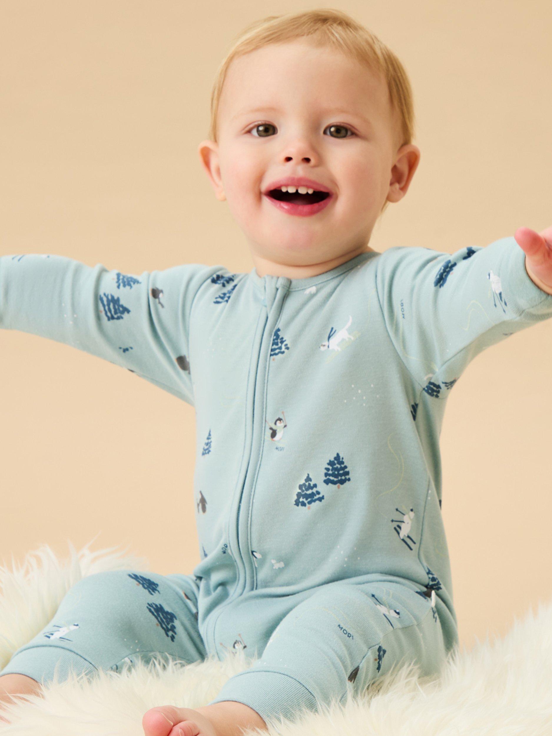 Product image 2 of 5, which shows MORI Baby Ski Zip Sleepsuit, Forget-me-not, 9-12 months