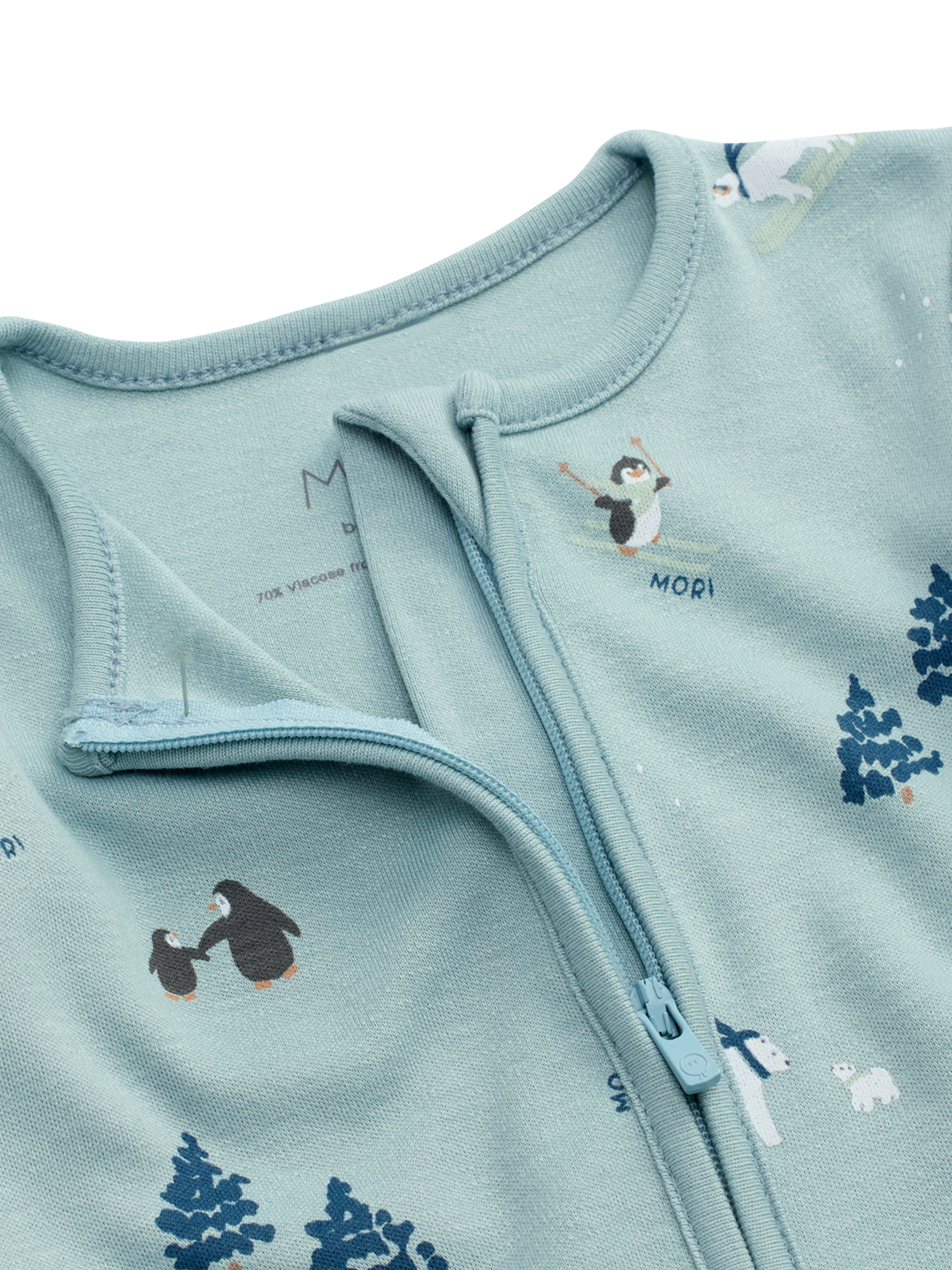 Product image 5 of 5, which shows MORI Baby Ski Zip Sleepsuit, Forget-me-not, 9-12 months