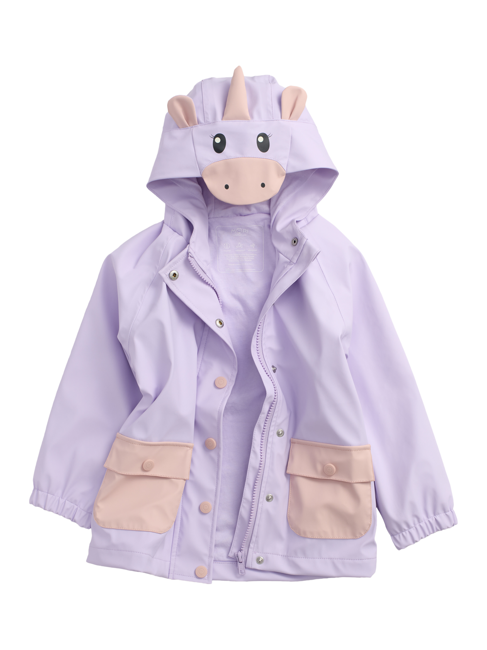 Product image 1 of 7, which shows MORI Kids' Unicorn Raincoat, Purple, 3-4 years