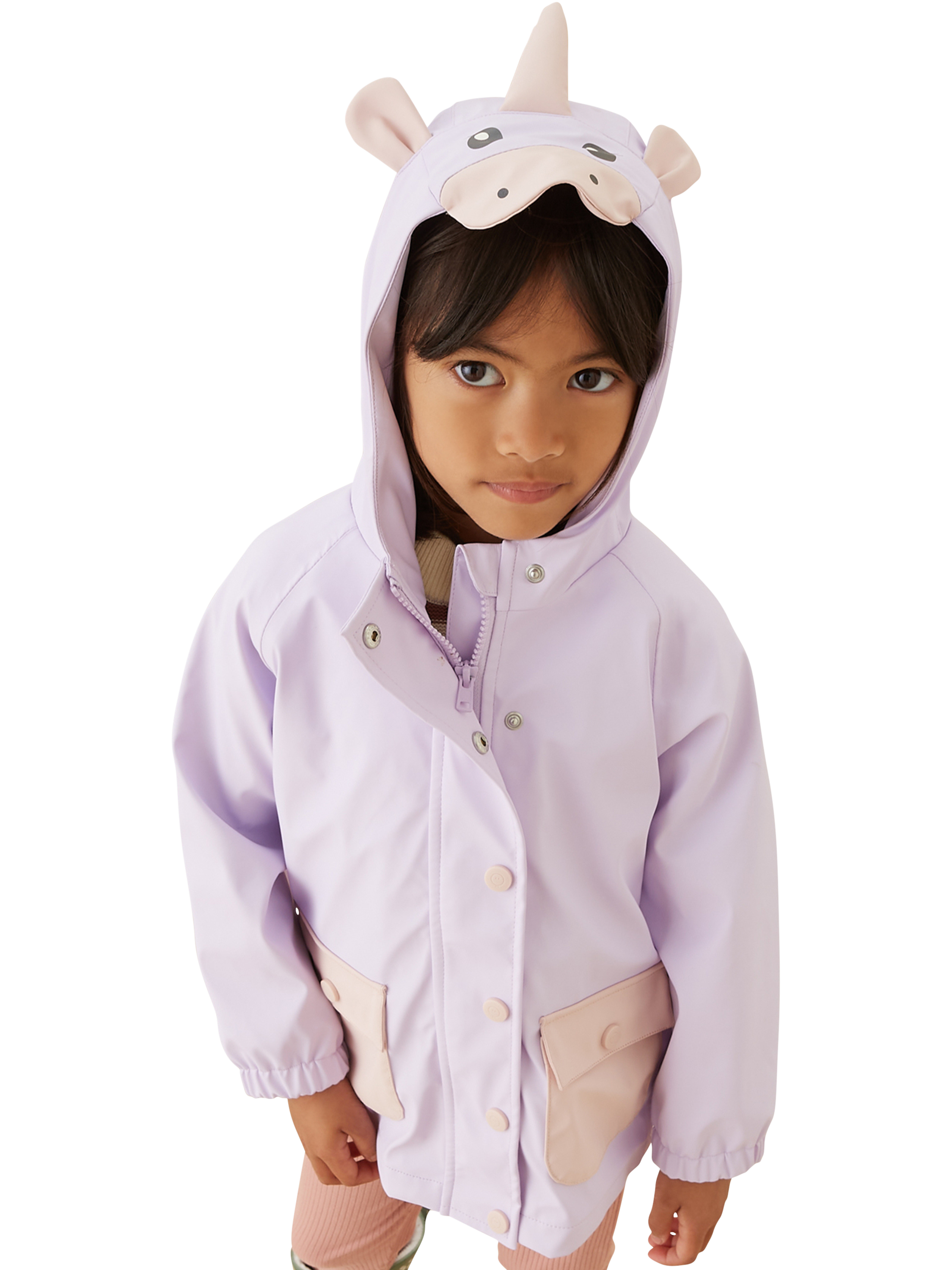 Product image 3 of 7, which shows MORI Kids' Unicorn Raincoat, Purple, 3-4 years