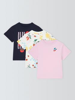 John Lewis Kids' Oversized Graphic Fruit T-Shirts, Pack of 3, Multi, Multi