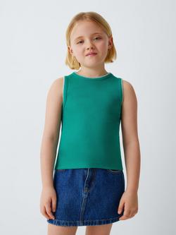 John Lewis Kids' Ribbed Contrast Stitch Vest Tops, Pack of 3, Green, Yellow, White - view 2, Red, Yellow, White