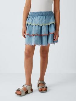 John Lewis Kids' Layered Denim Skirt, Blue, Blue